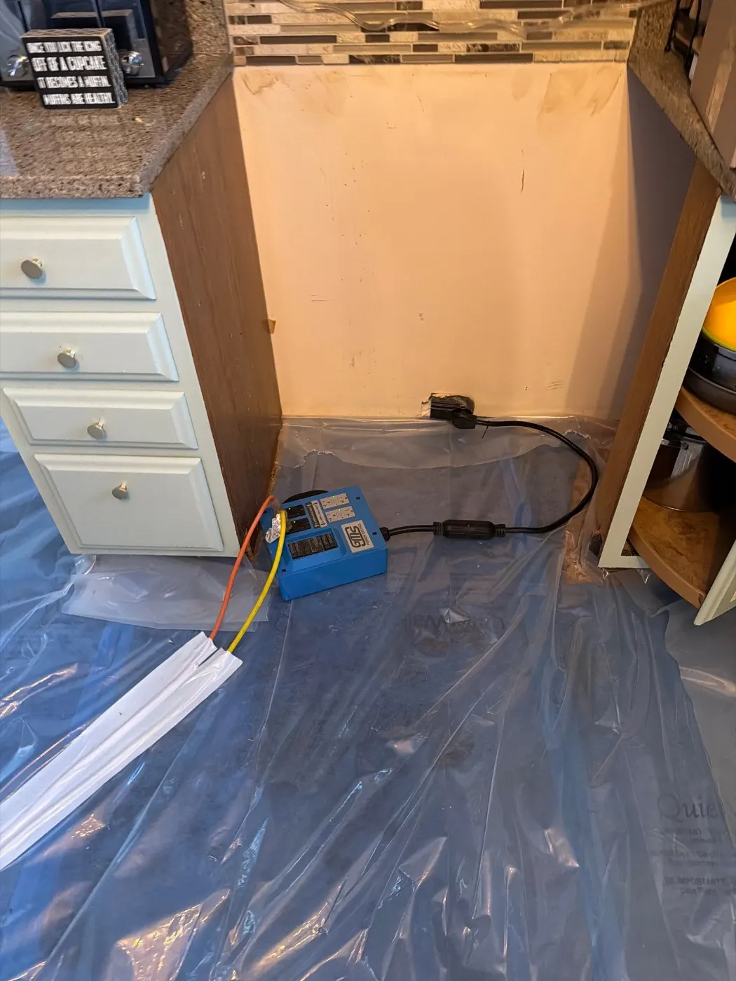 Air movers and dehumidifiers running in Williams Creek Indiana home dry-out